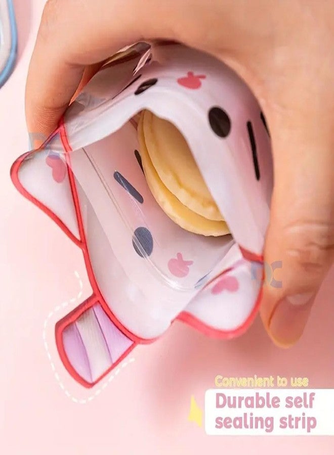 Promote 20pcs Cartoon Self-Sealing Bags - Food Storage Bags for Snacks, Candy, Hair Accessories, and Sundries with Reusable and Resealable Features for Easy Organization and Storage. (Pink) - Image 5